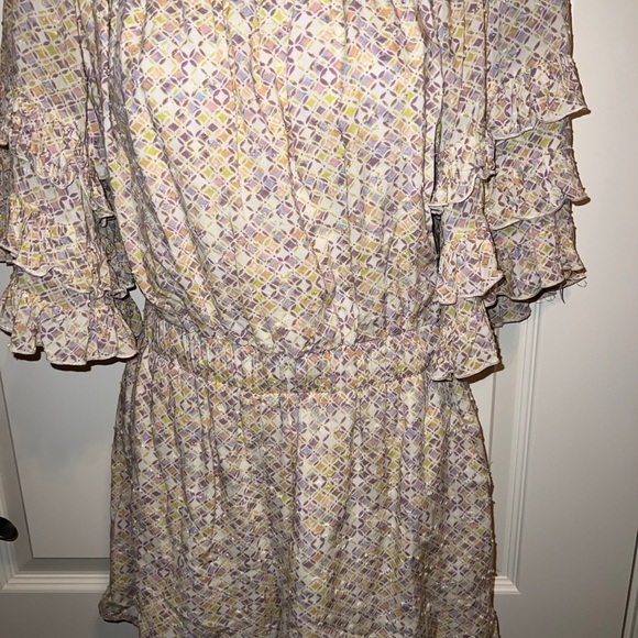 Fate Multicolored Womens Romper Shorts Geometric Size Medium 3/4 Sleeve - Picture 2 of 13